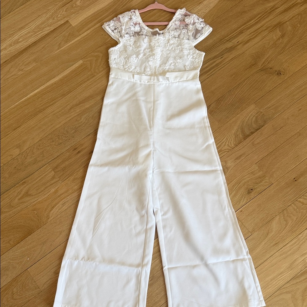 SHEIN White Floral Lace Kids One Piece